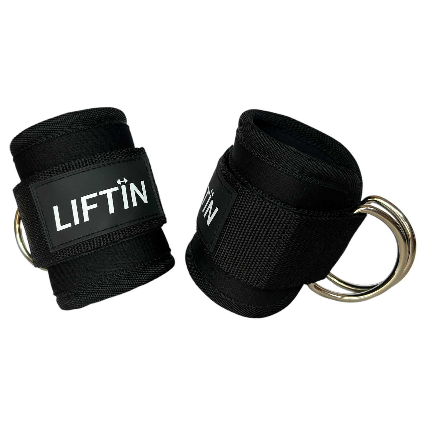 LIFTIN ankle straps - zwarte enkel straps voor stabiliteit en comfort tijdens been oefeningen - vooraanzicht